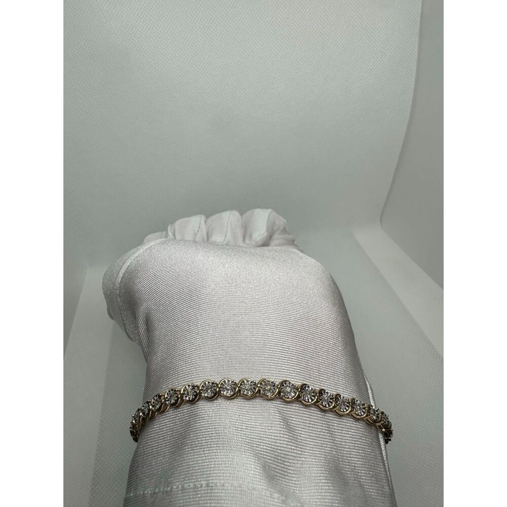 1 Ct Natural Diamond Tennis Bracelet, 14 KTP on Sterling Silver